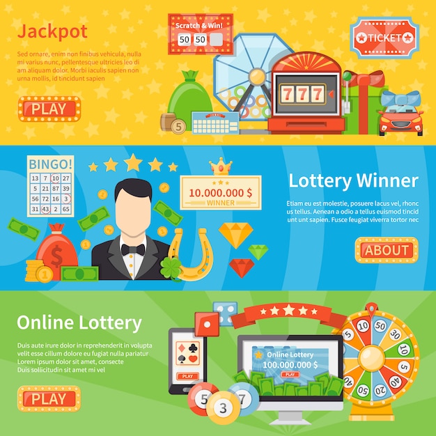 Vettore gratuito banner orizzontale della lotteria e del jackpot