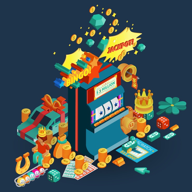 Free Vector lottery jackpot isometric composition