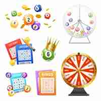 Free vector lottery machine tickets balls realistic icons set isolated on white background vector illustration