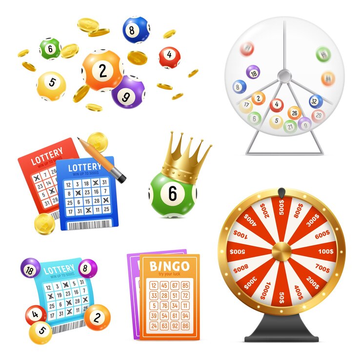 Free Vector lottery machine tickets balls realistic icons set isolated on white background vector illustration