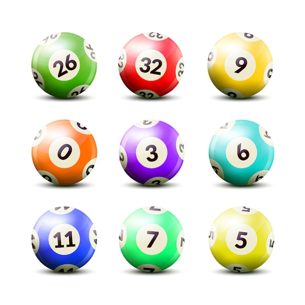 Vettore gratuito set di palline numerate della lotteria