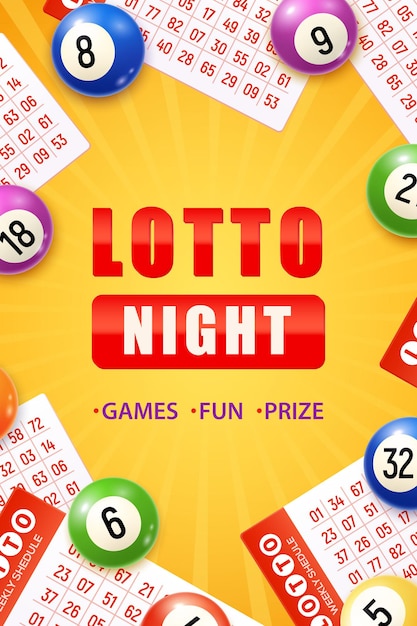 Бесплатное векторное изображение lotto night реалистичный вертикальный плакат