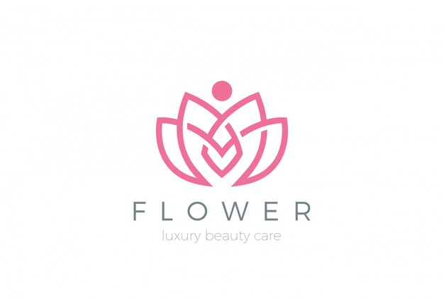 Lotus Flower Logo icon. Linear style