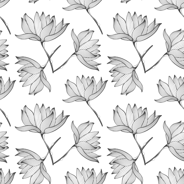 Free vector lotus flowers seamless pattern