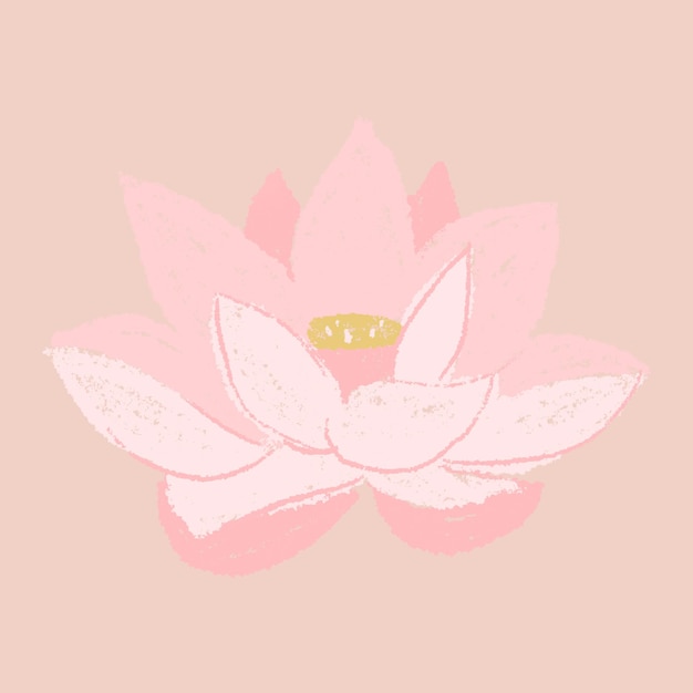 Lotus pink flower sticker hand drawn illustration