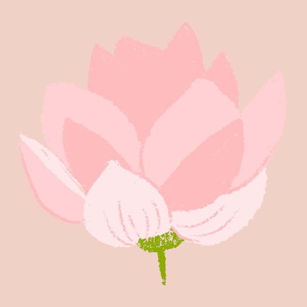 ロータスピンクの花のステッカー手描きイラスト