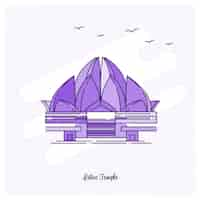 무료 벡터 lotus temple landmark 퍼플