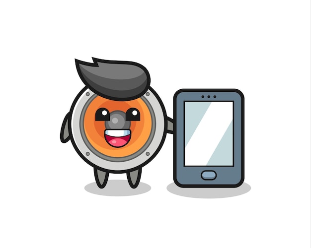 Loudspeaker illustration cartoon holding a smartphone , cute style design for t shirt, sticker, logo element