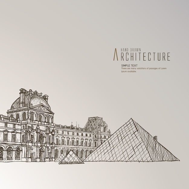 Free vector louvre museum hand drawn