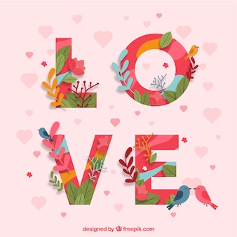 Love background with leaves