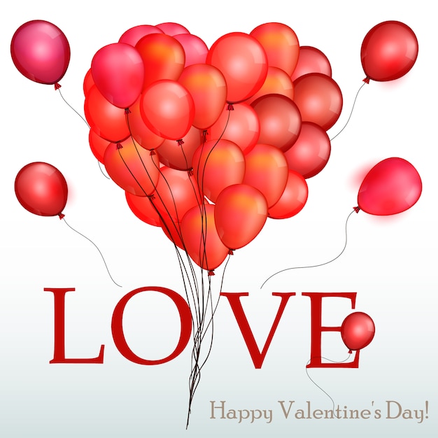 Free vector love background with red balloons