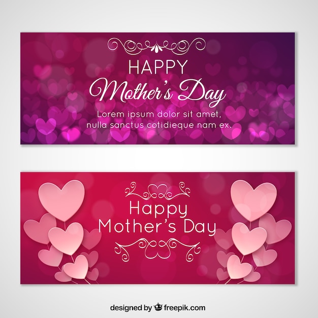 Free vector love banners, mothers day