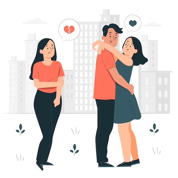 Free vector love betrayal concept illustration