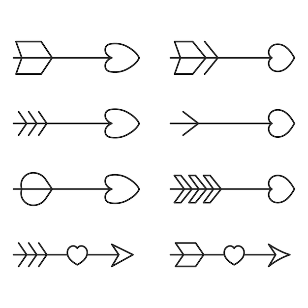 Free vector love bow arrows set line