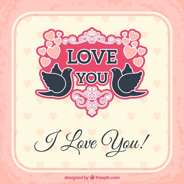 Free vector love card with cute birds