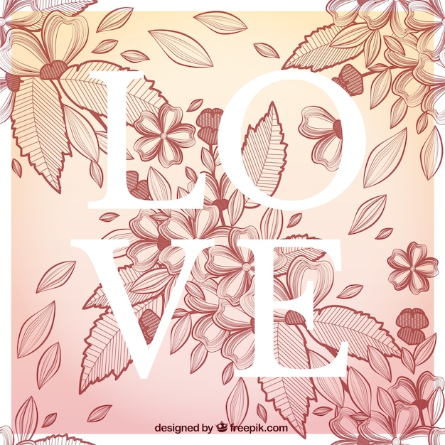 Free vector love card with flowers