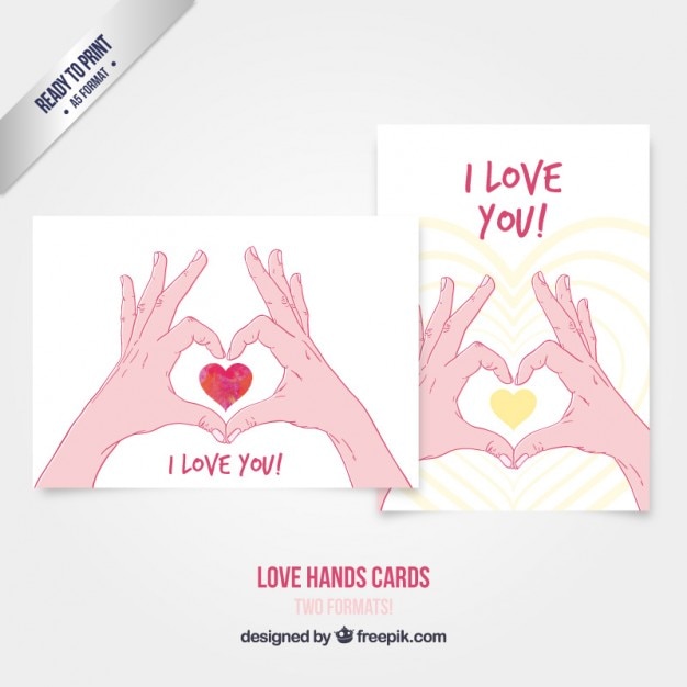 Love card with hand drawn hands