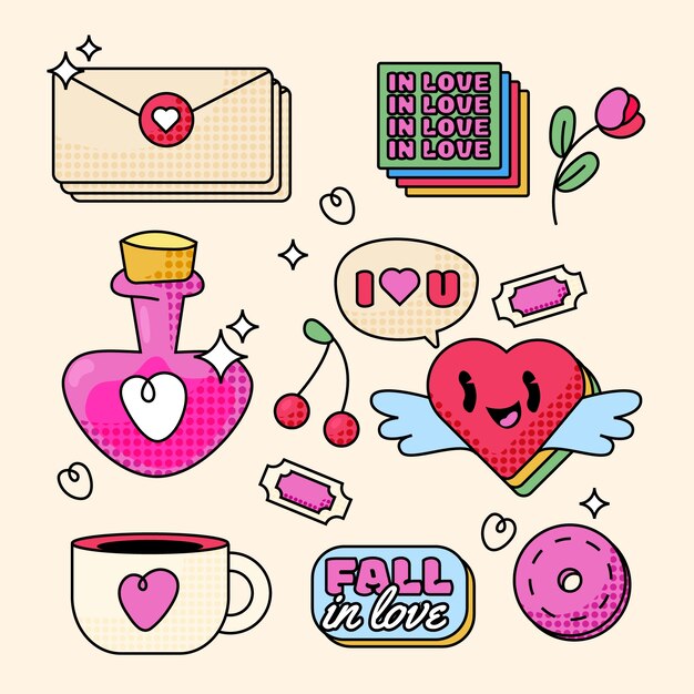 Love cartoon element set