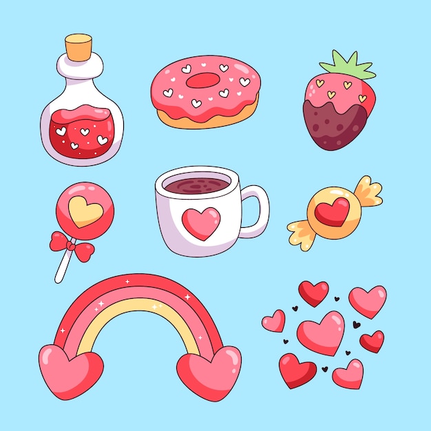 Free vector love cartoon element set