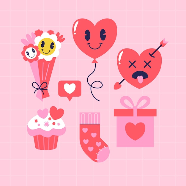 Free vector love cartoon element set