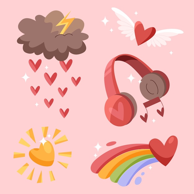 Free vector love cartoon element set