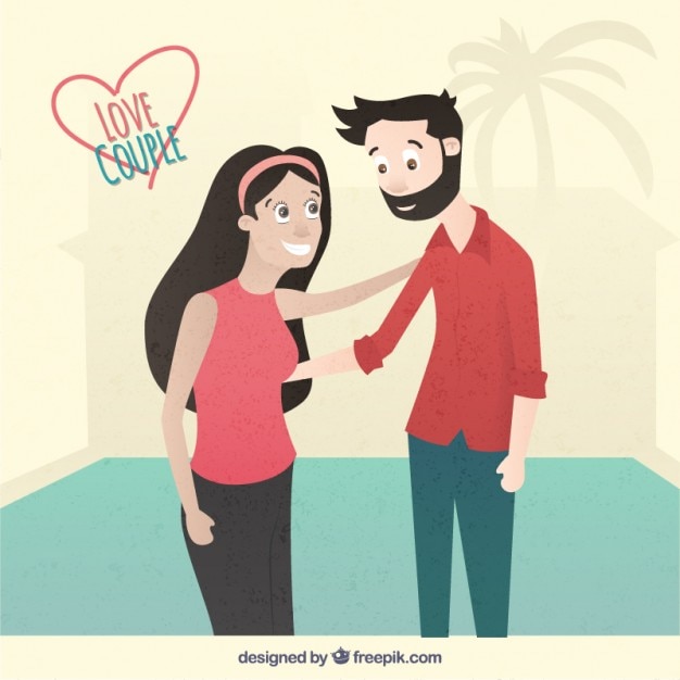 Free vector love couple flat illustration