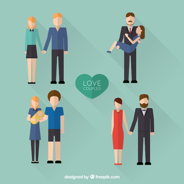 Free vector love couples flat collection