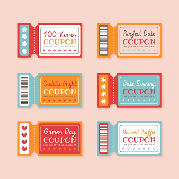 Free vector love coupons set design