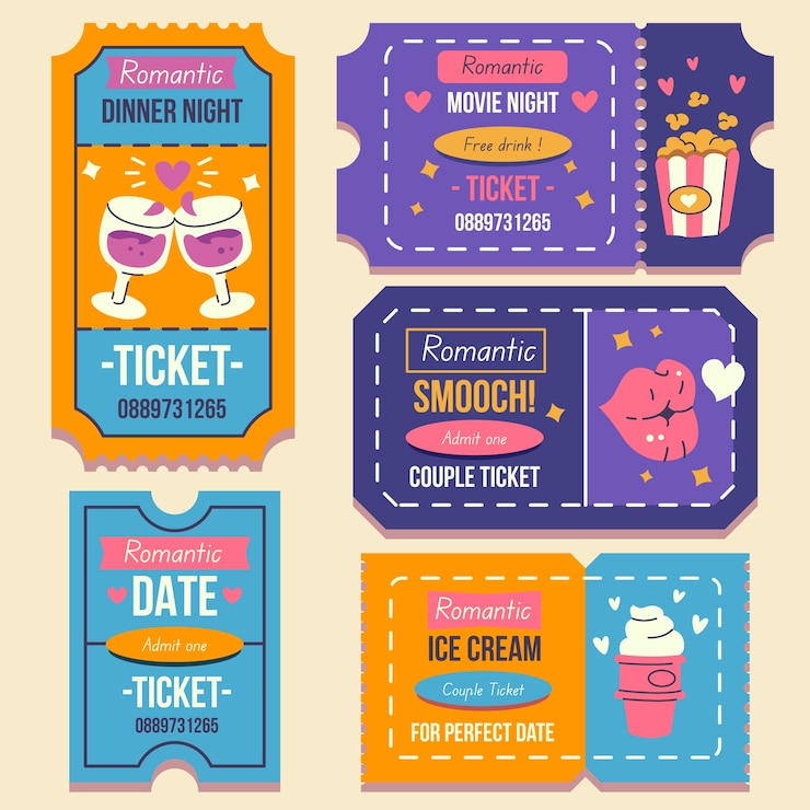 Free Vector love coupons set design