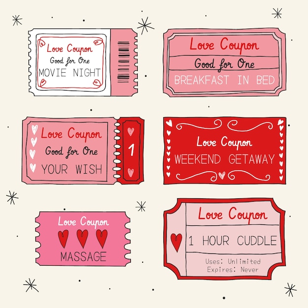 Love coupons set design