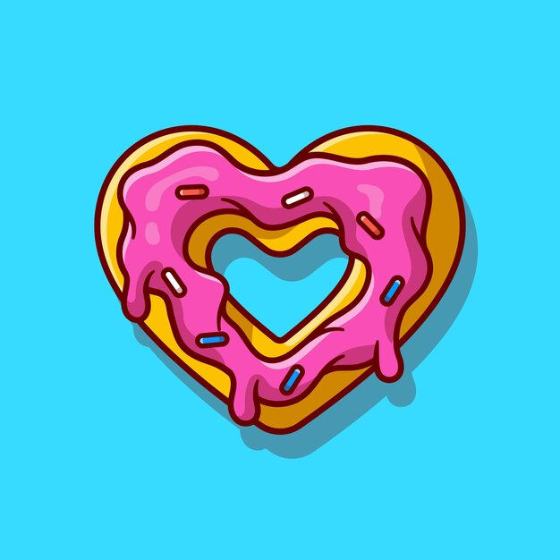 Love Doughnut Cream Melted Cartoon Icon Illustration.