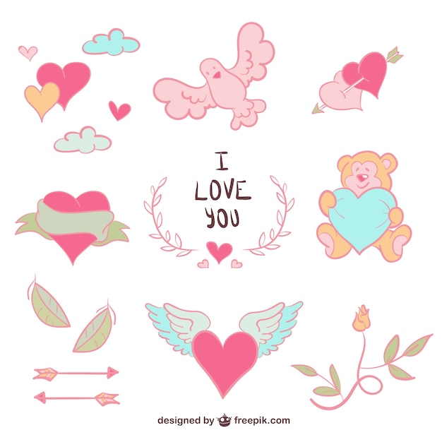 Free vector love drawings