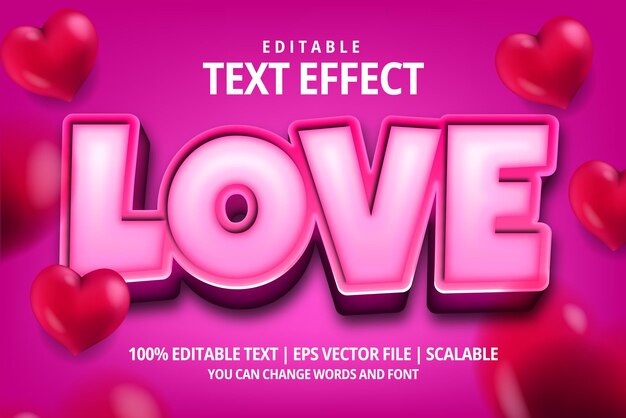 Love editable text effect on pink