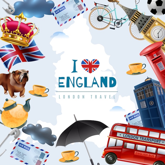 Free vector love england travel background