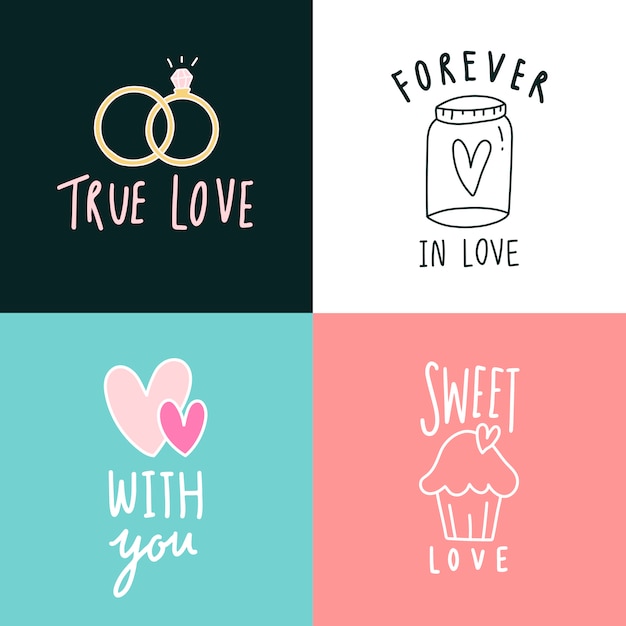 Free vector love expressions icon set