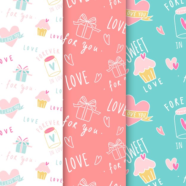 Love expressions seamless background vector set
