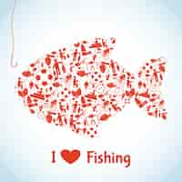 Free vector love fishing concept