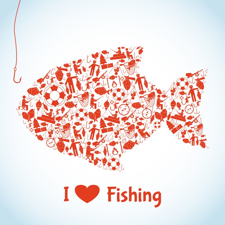 Free Vector love fishing concept