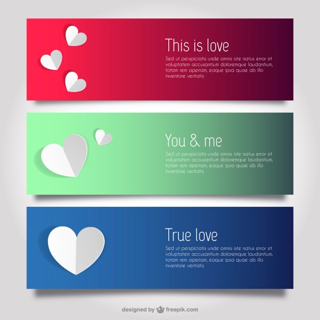 Love and hearts banner templates