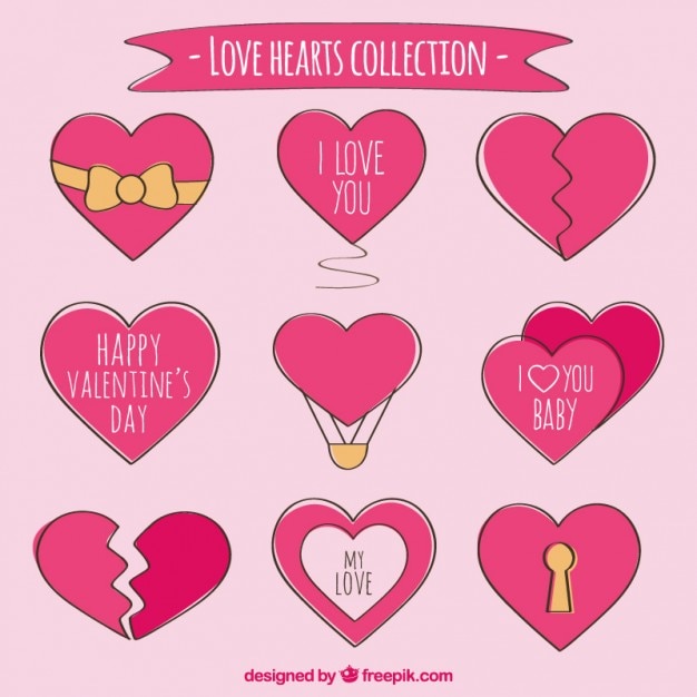 Free vector love hearts set