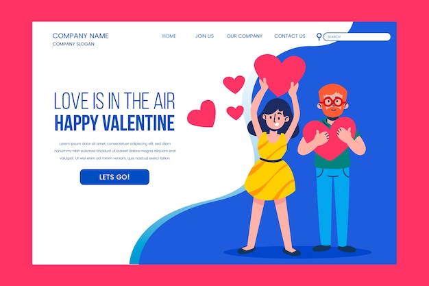 Free vector love is in the air landing page