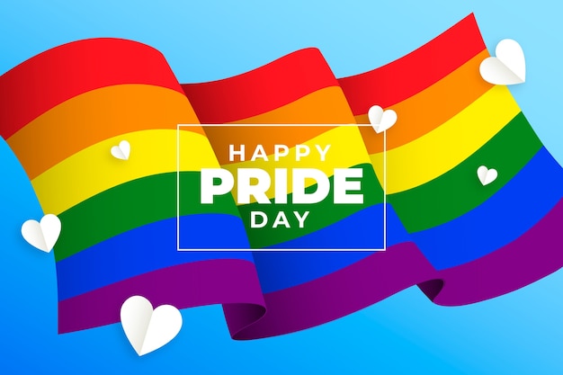 Love is love pride day flag and heart