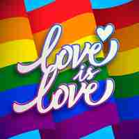 Free vector love is love pride day lettering