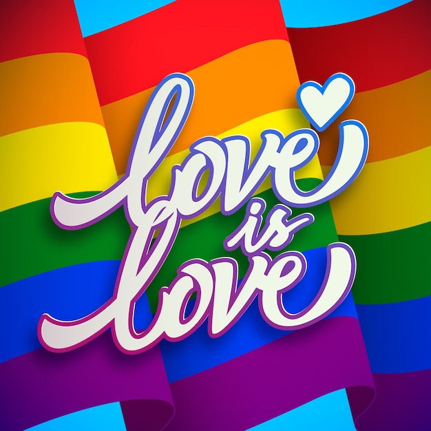 Love is love pride day lettering