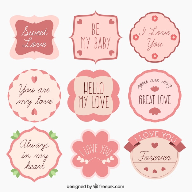 Free vector love labels design