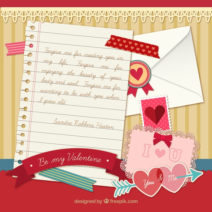 Free Vector love letter with elements 