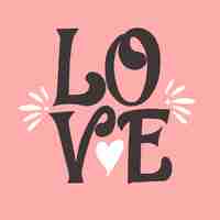 Free vector love lettering and a cute shape of heart