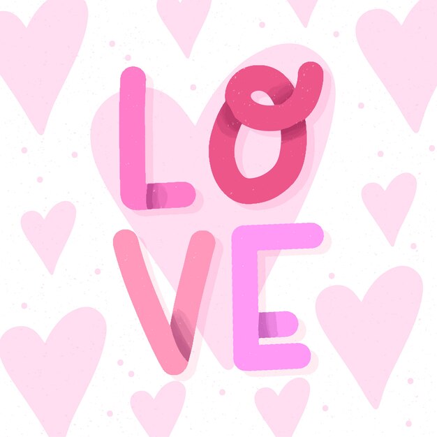 Love lettering design with hearts