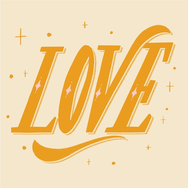 Love lettering in italic design