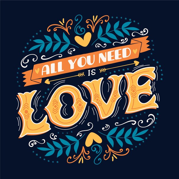 Love lettering in retro style